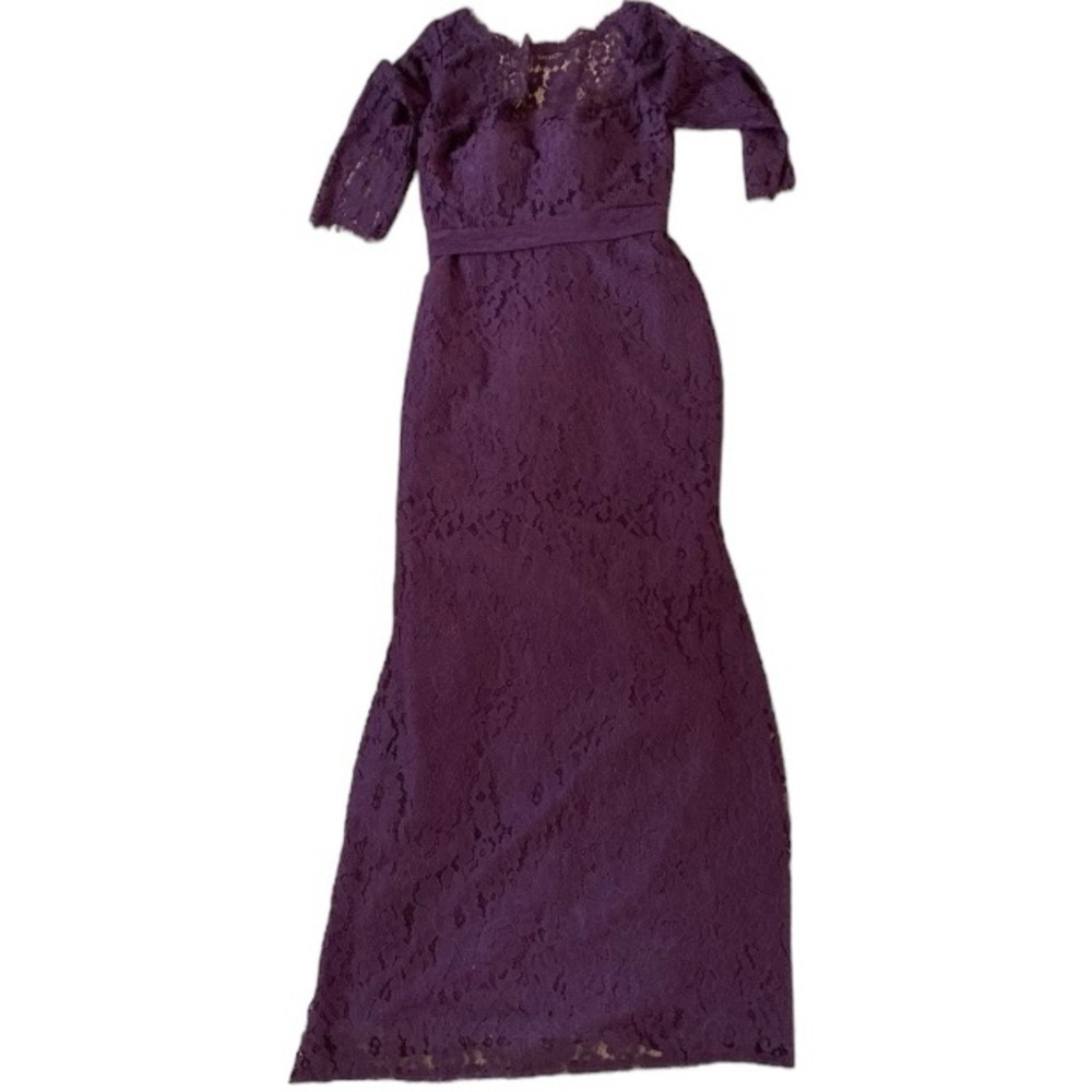 Christina Wu Celebration Aubergine Lace Long Evening Gown Dress Size 4